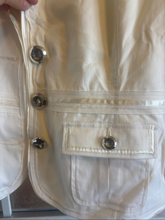 Christopher & Banks Cream Tailored Button-Front Blazer - Picture 3 of 4